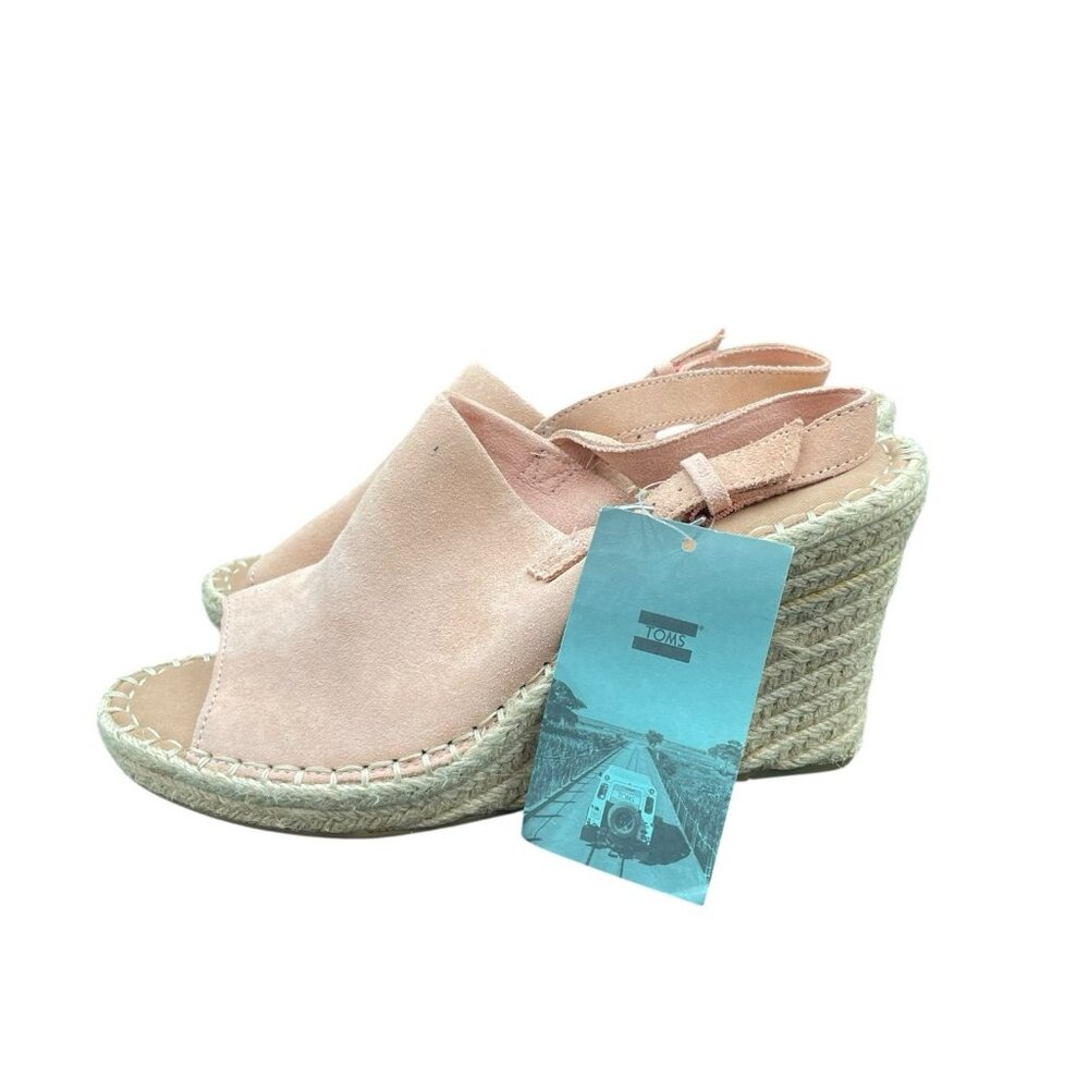 TOMS Monica Espadrille Sandal Platform Wedge Blush Pink Suede Women's 11 New - Picture 3 of 7